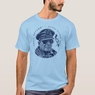 Camiseta Gerador MacArthur Eu retornará (o impressão azul)
