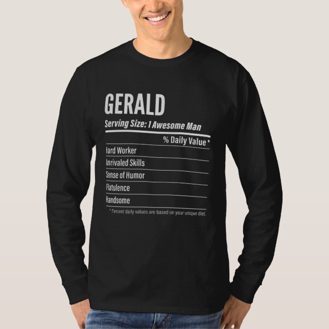 Camiseta Gerald  Nutritional Facts Serving Size Calories (Frente)