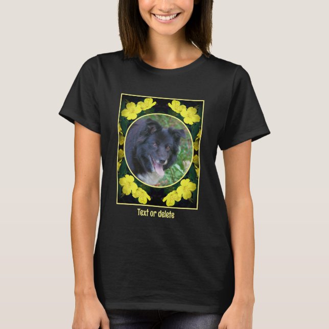 Camiseta Geranium Flower Frame Crie Sua Própria Foto Pet (Frente)