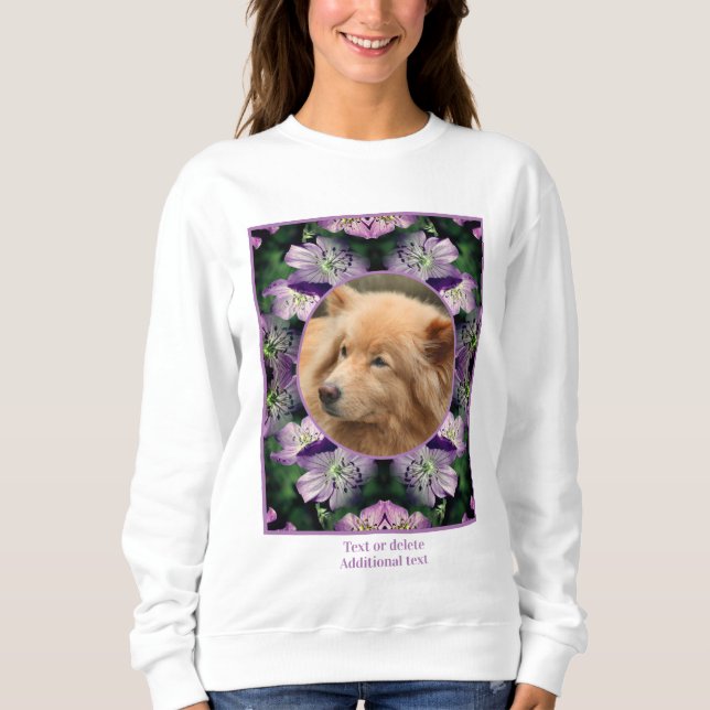 Camiseta Geranium Flowers Frame Cria Sua Própria Foto Pet (Frente)