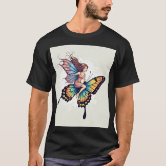 Camiseta Gerar uma imagem mágica de uma fada montando um ma