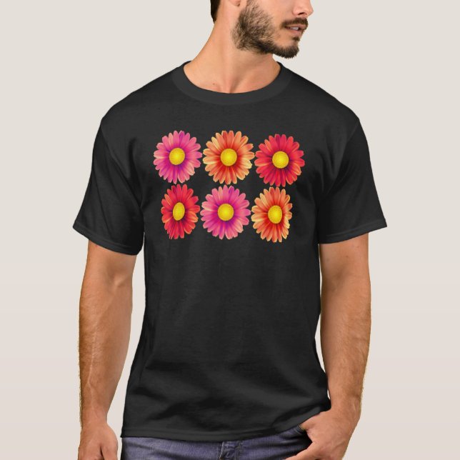 Camiseta Gerbera Daisies Feliz Flor Clássico Feliz da Prima (Frente)