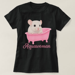 Camiseta Gerbil Aquamulher numa Banheira Rosa   Roedor Kawa