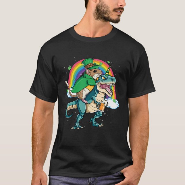 Camiseta Gerbil Beer Dino Rex Horn Rainbow (Frente)