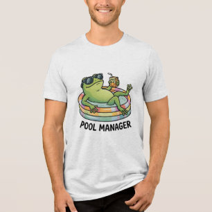 Camiseta Gerente de Piscina Sapo Engraçado Cartoon de Verão
