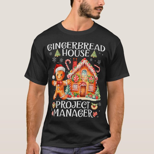 Camiseta Gerente de Projeto de Casa de Gingerbread Decorand (Frente)