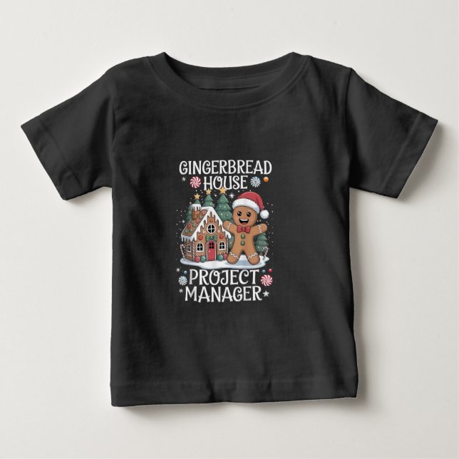 Camiseta Gerente de Projeto de Casa de Gingerbread Natal Di (Frente)