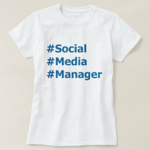 Camiseta Gerente social Hashtags dos meios