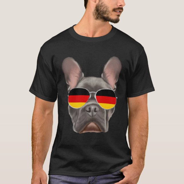 Camiseta German Flag French Bulldog Dog Germany Pocket (Frente)