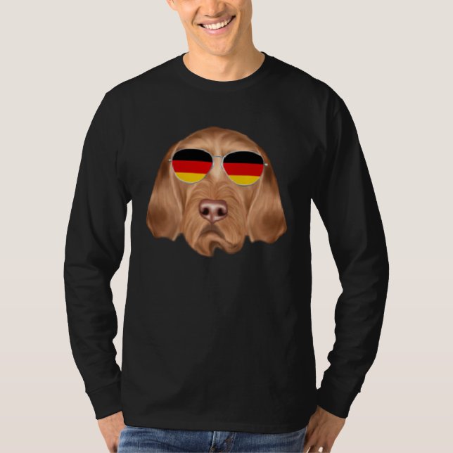 Camiseta German Flag Wirehaired Vizsla Dog Germany Pocket (Frente)