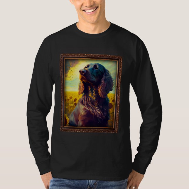 Camiseta German Longhaired Pointer Painting Sunflower Flowe (Frente)
