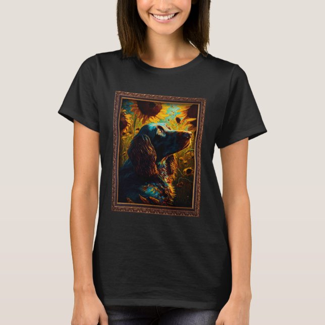 Camiseta German Longhaired Pointer Painting Sunflower Flowe (Frente)