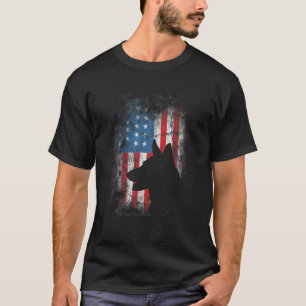 Camiseta german shepherd 4 De Julho, Bandeira Americana Amo