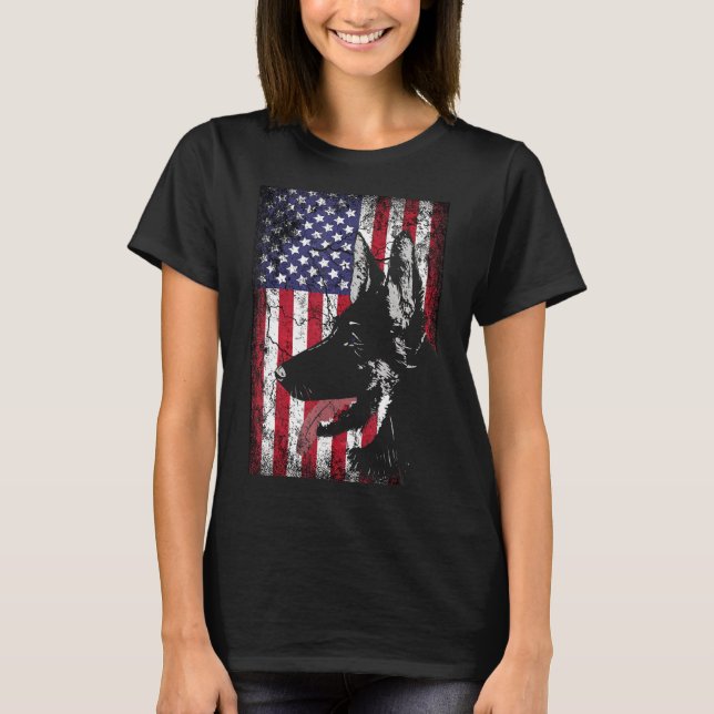 Camiseta German shepherd Americano de Bandeiras (Frente)