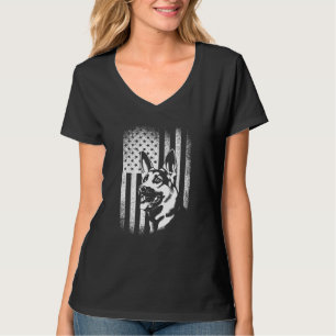 Camiseta German shepherd americano Flag Pai Dog Mãe