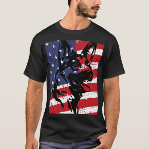 Camiseta German shepherd Americano Flag Patriótico Usa