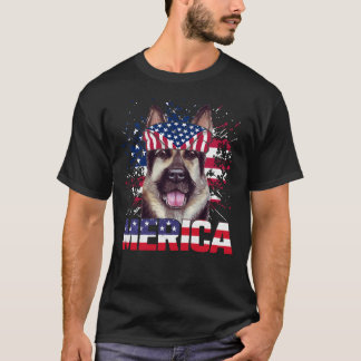 Camiseta German shepherd Americano Flag Usa Patriótico Cão 