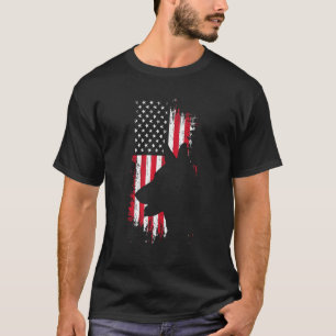 Camiseta German shepherd Americano Flag Usa Patriótico Cão