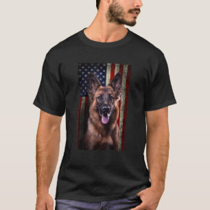 Camiseta German shepherd Americano Flag Usa Patriótico Cão