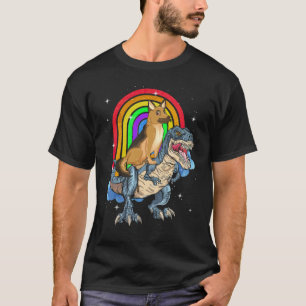 Camiseta german shepherd Andando Dinossauro T rex Arco-Íri