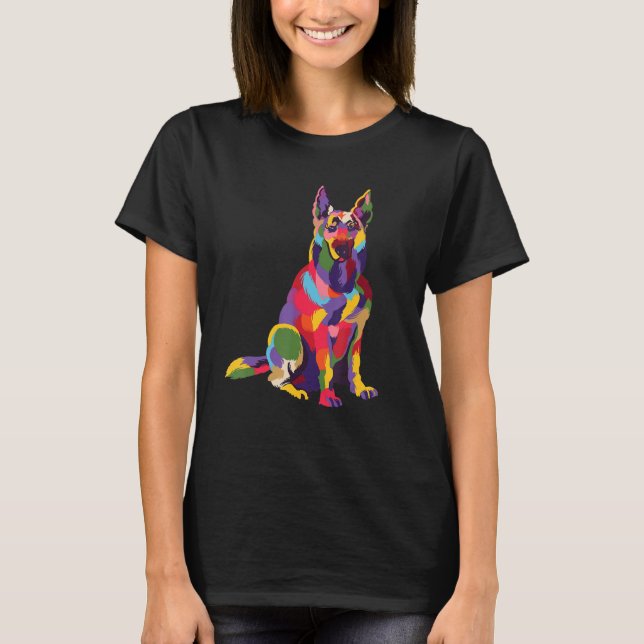 Camiseta German shepherd-Arte Para Proprietários De Cães E  (Frente)