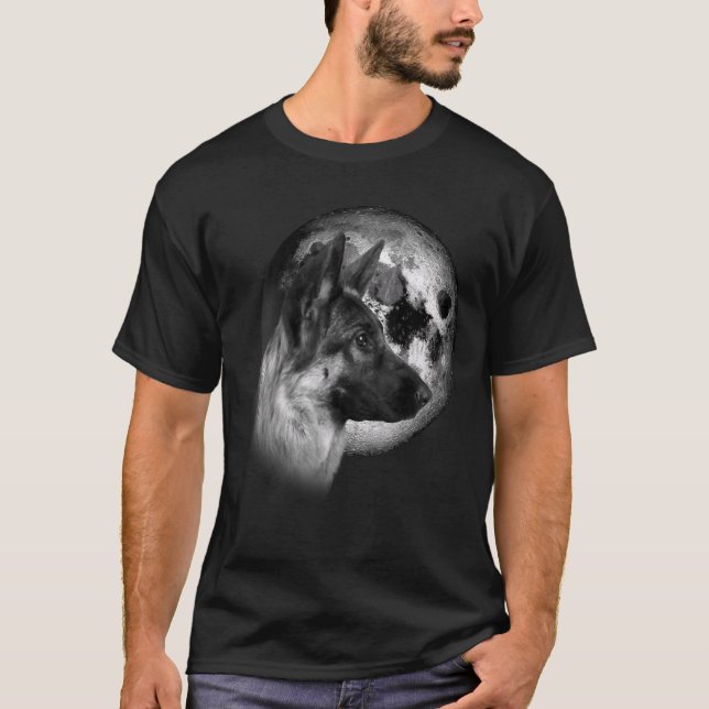Camiseta german shepherd bonito com Cão Lua (Frente)