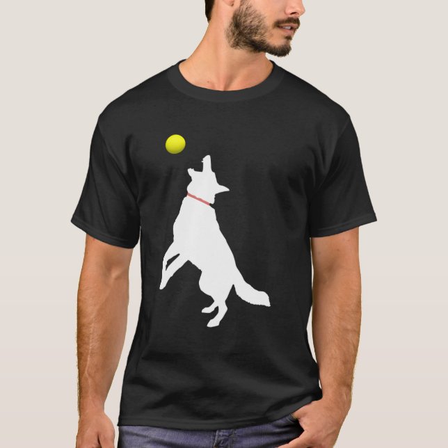 Camiseta German shepherd Branco Cães Cães Csd Pegando Tensã (Frente)