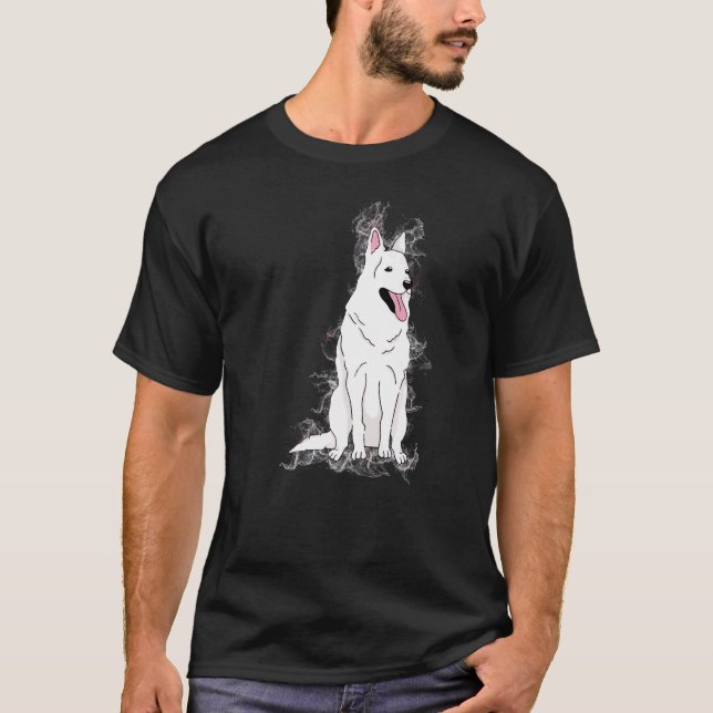 Camiseta German shepherd Branco da Ciência do Proton do Spl (Frente)
