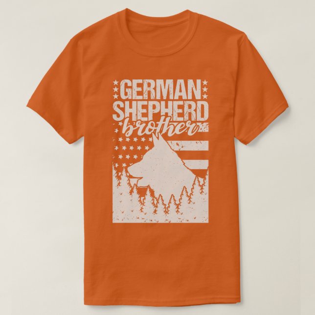 Camiseta German shepherd Brother American Flag (Frente do Design)