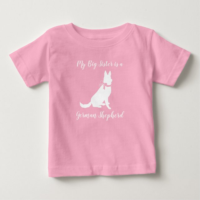 Camiseta German shepherd Cachorro Chá de fraldas Rosa (Frente)