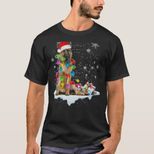 Camiseta German shepherd Cachorro Papai noel Natal