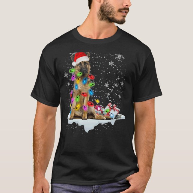 Camiseta German shepherd Cachorro Papai noel Natal (Frente)