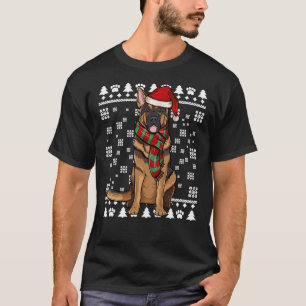 Camiseta german shepherd Cachorro Santa Hat Xmas