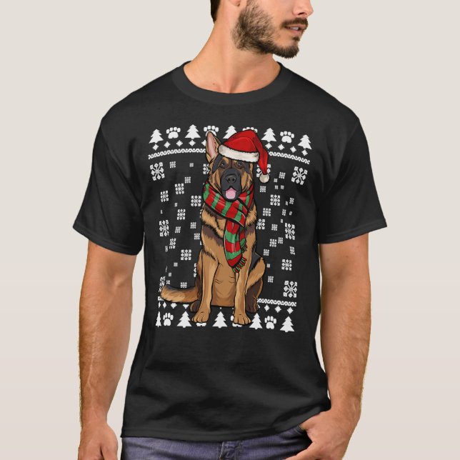 Camiseta German shepherd Cachorro Santa Hat Xmas (Frente)