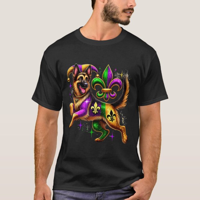 Camiseta German shepherd Cachorro Sobre o Carnaval Gras Bon (Frente)