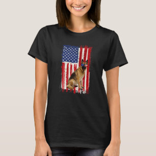 Camiseta German shepherd Cão Americano Bandeira Patriótica 