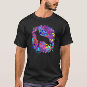 Camiseta German shepherd Cão Amor Pet Watercolor Silhouket