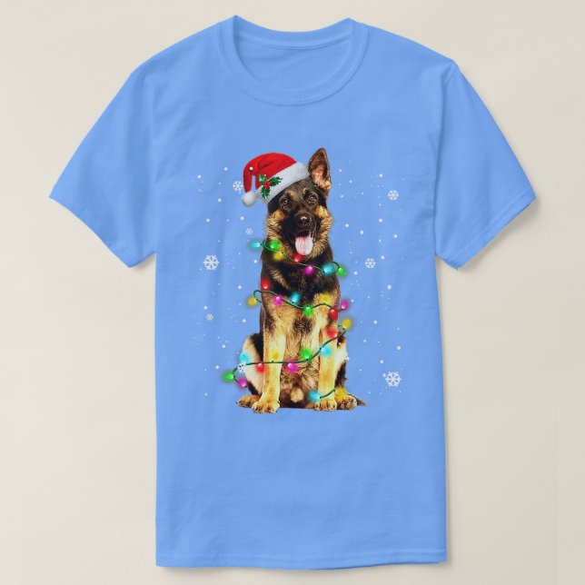 Camiseta German shepherd Cão Árvore Natal Doce Xmas Do (Frente do Design)