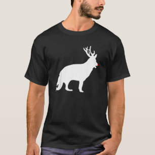 Camiseta German shepherd Cão-de-Natal, Rebelde Antlers Xma