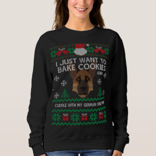 Camiseta German shepherd Cão Festa de Natal Feia GSD Xmas