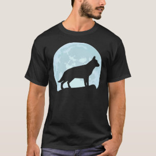 Camiseta German shepherd Cão German shepherd da Lua Silhoue