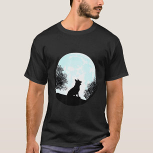 Camiseta German shepherd Cão Lobo Lua Moon Amor Silhute Bon