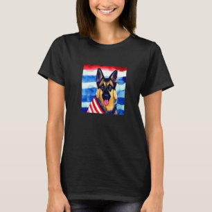 Camiseta German shepherd Cão Raça EUA Bandeira Pet American