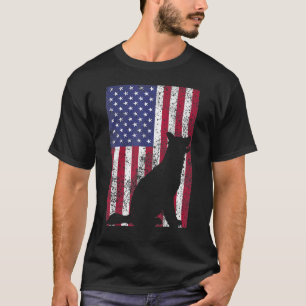 Camiseta German shepherd Cão Vintage Silhoule American Fl