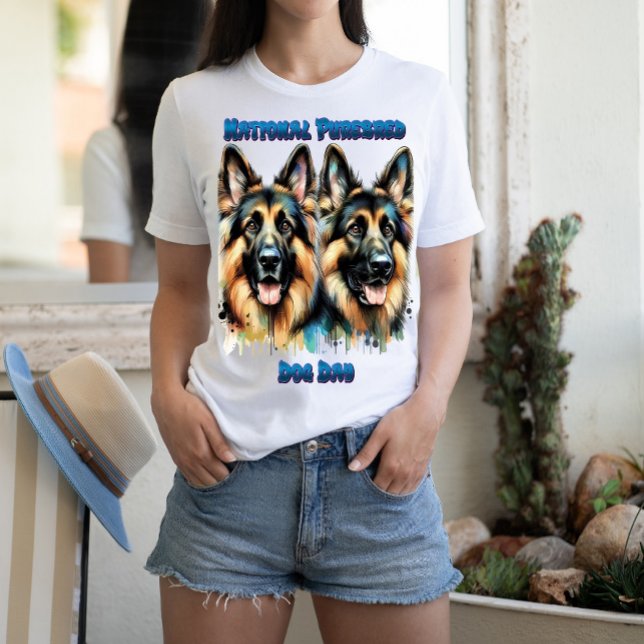 Camiseta German shepherd celebram o Dia dos Cachorros Pureb (Criador carregado)