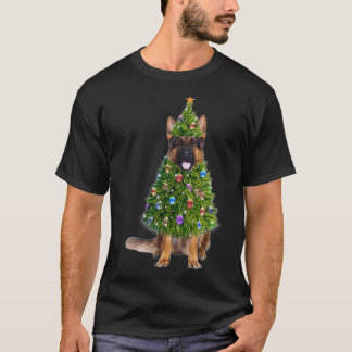 Camiseta German Shepherd Christmas Tree Lights Funny Gift