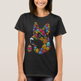 Camiseta german shepherd colorido, ovos de páscoa, filhos d