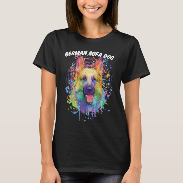 Camiseta German shepherd de Cachorro Sofá Alemão Humor Shep (Frente)