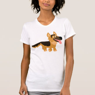 Camiseta German shepherd de Cartoon Bonito Cachorro Mulher