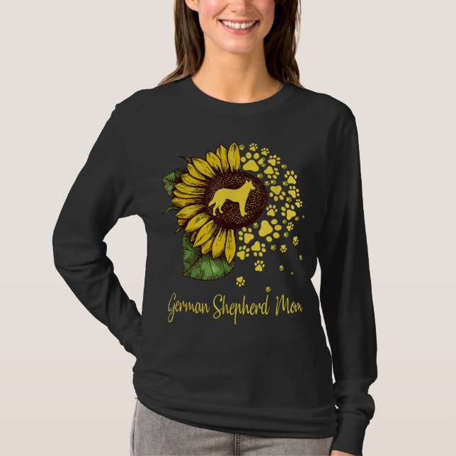 Camiseta German shepherd de girassol Mãe Cão (Frente)